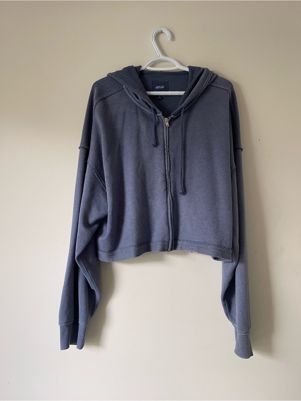 Aerie Blue Cropped Zip Hoodie